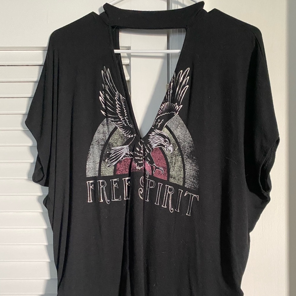 Express Black Cutout Short Sleeve Graphic Tee